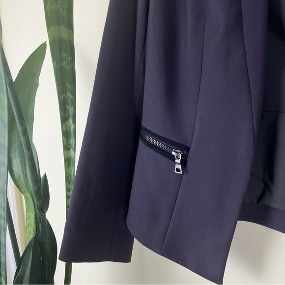 Rebecca Taylor Open Front Silk Blend Peplum Blazer with Zipper Waist Details - Picture 9 of 16